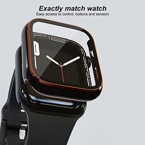 ISENXI е Съвместим с корпус Apple Watch 40 мм серия SE 4 5 6 Вградено Защитно фолио от закалено стъкло, Ултратънък