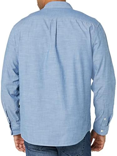 Мъжки облегающая риза от chambre с дълъг ръкав Essentials
