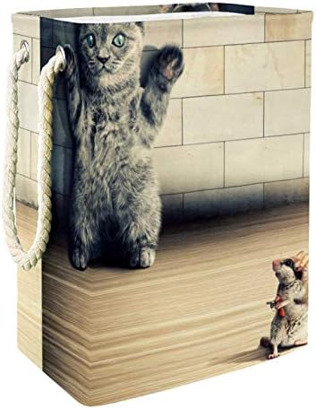 DEYYA Смешно Котка на Мишка Кошници за Бельо Кошница Висока Здрава Сгъваема за Възрастни и Деца, Подрастващите Момчета