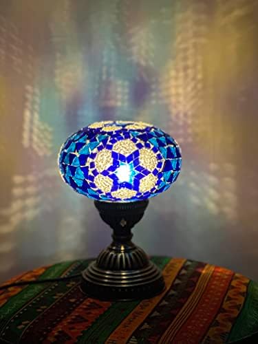 Sudamlasibazaar - Настолна Лампа с Мозайка от Турски Марокански Гъби, Нощна, Мозайка Настолна Лампа впечатлява със своя