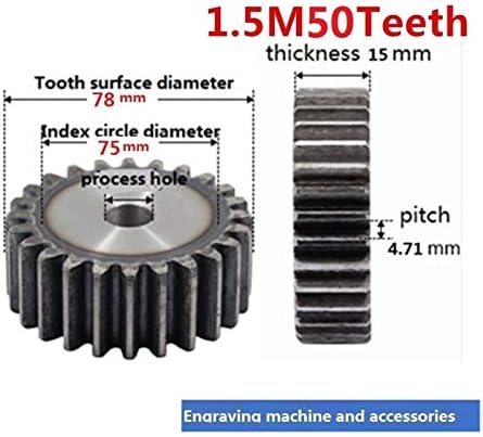 ALANOOY 1БР 1,5 М На 50 Зъби с Модул 1,5 50 Т Метална Директен Цилиндрични Зъбни обратно (Брой на зъбите: 50 зъбите)