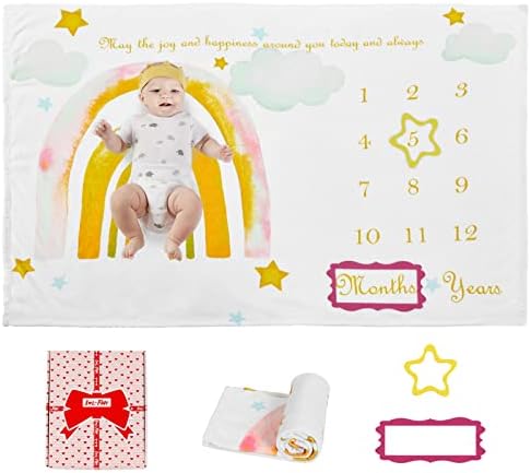 ХАХА-ЗАБАВНО Детско Одеало с Месечна крайъгълен камък за момче и Момиче, Подарък за душата, Меко Детско Одеало за Свободни Новородени, Голямо одеяло с снимка, за мом