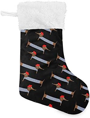 Коледни Чорапи ALAZA с изображение на Куче, Дакел, Класически Персонализирани Големи Чорапи, Бижута за Семейни Тържества, декорация за Партита, 1 опаковка, 17,7