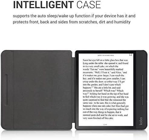 Калъф kwmobile е Съвместим с калъф за четец на електронни книги Кобо Forma - Case ПУ - Magnolias Тъмно сив/Бял/Тъмно