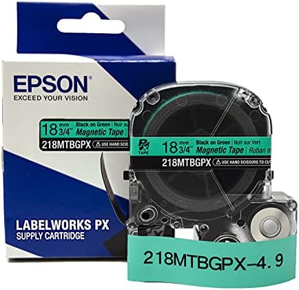 LABELWORKS Комплект с подвижни магнити Epson - LW-C410PX Label Maker и Магнитни ленти за етикети Бял, син, жълт и зелен цветове