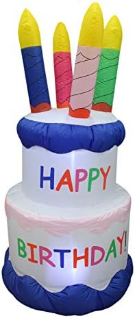 Надуваема Торта честит Рожден Ден на височина 6 Метра с 4 Свещи, Улични led Светлини в стаята, Празнична Декорация, Декорация