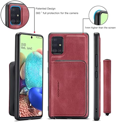 Калъф за Samsung Galaxy A51 5G (НЕ 4G), Портфейл, 2 в 1, Сменяем Магнитен Калъф-портфейл с цип, от изкуствена кожа с 3 Слота за карти, поставка, Противоударная Пълна защита от TPU