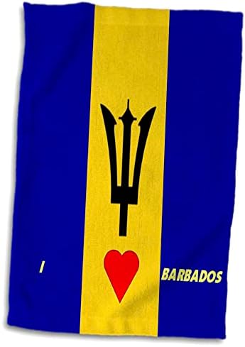 3dRose Florene Любов към флагам страни - обичам Барбадос - Кърпи (twl-51526-1)