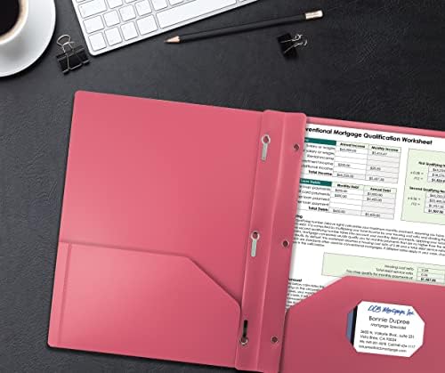 По-добро Office Products Розови Пластмасови 2 Джоба папки с шипове, Стегнати, с Размер на буквата, Найлонови Папки, 24 опаковки,