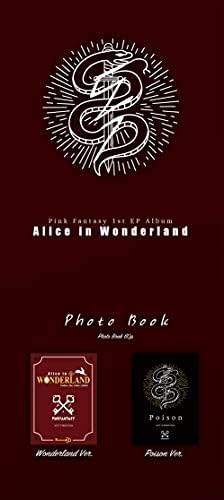 Pink Fantasy Алиса в Страната на Чудесата на 1-ви ЕП Албум Случайна Версия на CD + 60p Книга + 2p фотокарточка + 1p Картичка + Проследяване на Kpop Запечатани