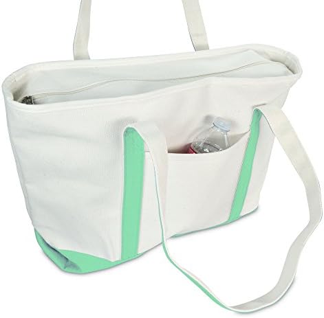 DALIX 23 Премиум 24 грама. Памучен Холщовая чанта за пазаруване мятно-зелен цвят