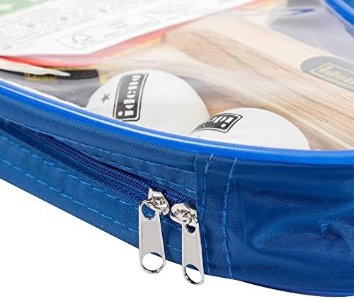 Комплект за тенис на маса Idena 40203 Advanced с 2 Бухалки за тенис на маса и 2 Бели топки 1 Звезда, опаковани в чанта за носене