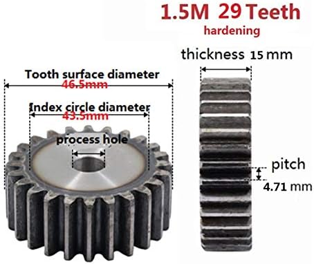 ZHENGGUIFANG ZGF-BR 1БР 1,5 М Зъбни рейка, 29 зъбите 46,5 мм Външен диаметър 15 мм Дебелина упрочняющих на зъбите (брой на зъбите:
