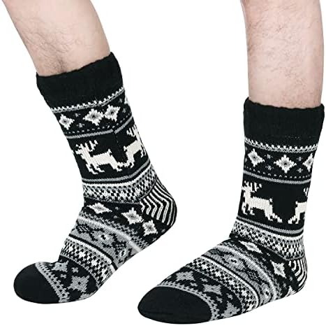 Зимни Мъжки Чорапи-чехли с Пухкаво Руното Облицовка, Меки и Уютни Пухкави Дебели Чорапи за Сън от Шерпи, Коледни