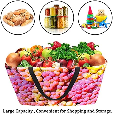 Чанта Мъкна Кутии за хранителни стоки покупки на Плода зърна грозде Чанти купувача 50Л Сгъваема с Дръжки, Множество