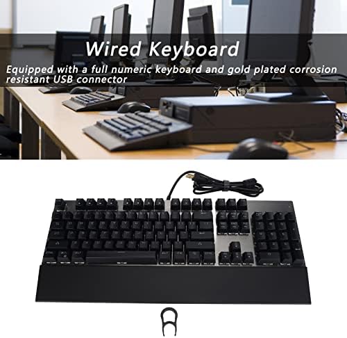 Механична Клавиатура Zopsc, Проводна USB, 104 клавиша, Ергономична Компютърна Клавиатура, RGB LED Дъгова Осветление,