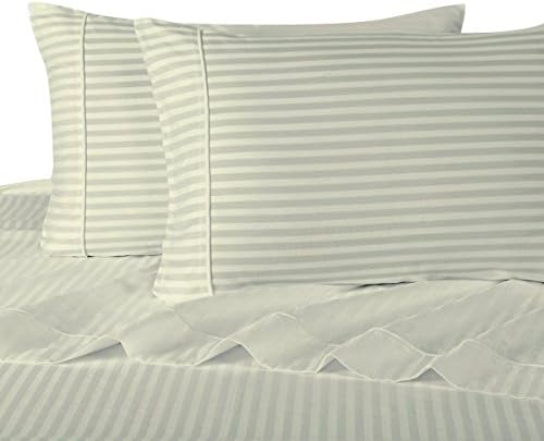 Stripe Sage California-Кърпи Кралски размери, Комплект от 4 чаршаф, памук, брой нишки 300, Сатиновая ивица, на Дълбокия джоб, от Royal Hotel
