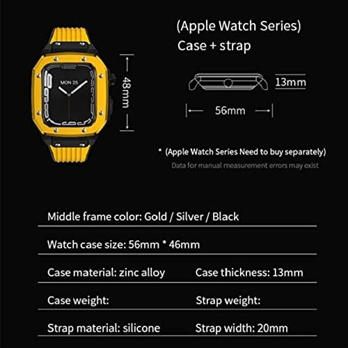 Калъф за часа от сплав DZHTUS Каишка за Apple Watch Серия 7 6 5 4 SE 45 мм 42 мм 44 мм Луксозен Метален Гума