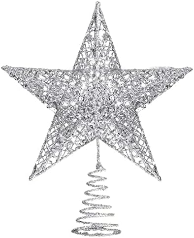 AVMBC Сребърен Коледа Коледа в цилиндър С Блестяща Звезда На Върха на Дървото, Украса за партита На закрито, Украса За Дома