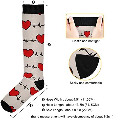 Компресия чорапи Wusikd Red Heart Beats за жени и Мъже Circulation Бели Дълги Чорапи за бягане 1