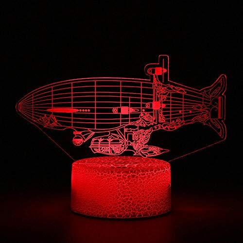 Jinnwell 3D Космически Кораб Нощно Лампа Илюзия 7 Цвята Смяна на Сензорен Прекъсвач Настолни Лампи За Маса Украса Led Коледен Подарък с Акрилни Плоска ABS База USB Кабел Игра