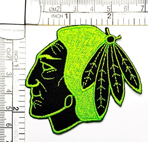 Салфетки плюс 3 бр. Индийски Войн централен кръпка за мода карикатура черен зелен главата стикери, лепенки занаят