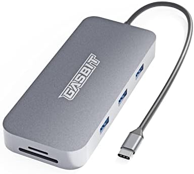 Хъб USB C 10 в 1 за MacBook Pro/Air - Dell XPS - Lenovo - HP - 4K, HDMI, Ethernet, RJ 45, VGA; четец за карти microSD/SD; 2 x USB 2.0; 1 x USB 3.0; 1 x USB-C и аудио жак. - ГАЗОВА БИТОВА