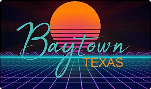 Baytown Texas 2 X 1,25-Инчов Винил Стикер Stiker С Ретро-неонови осветена дизайн