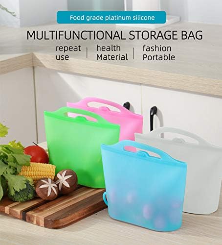Множество чанта за съхранение от хранително-силикон, многофункционална чанта за защита на свежестта си в хладилника, непластиковая, модни преносима (бяла)