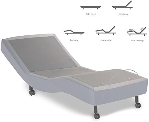Модерно легло Group S-Наметало Регулируема основа на легла с механизъм Прижимания към стената и Масаж на цялото тяло, Близнак, X-Large, Сив