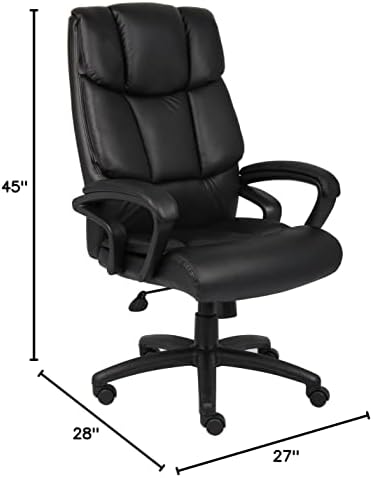 Офис консумативи Boss Висока облегалка, не са необходими инструменти, кожен стол черен на цвят