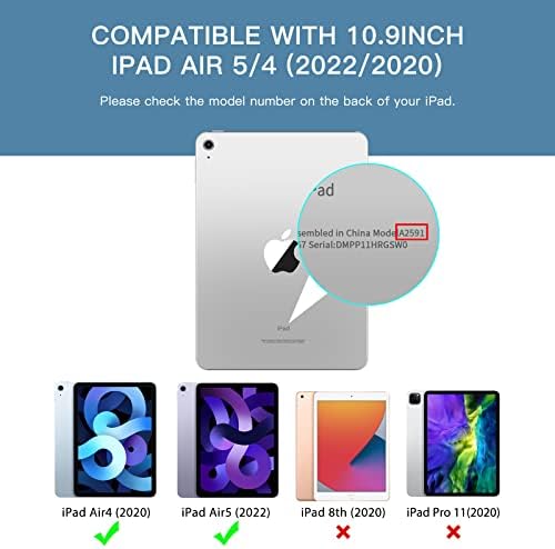 Калъф LovRug за iPad Air 5-то поколение 2022 /калъф за ipad air 4-то поколение 2020 10,9 инча с държач за Моливи, автоматичен