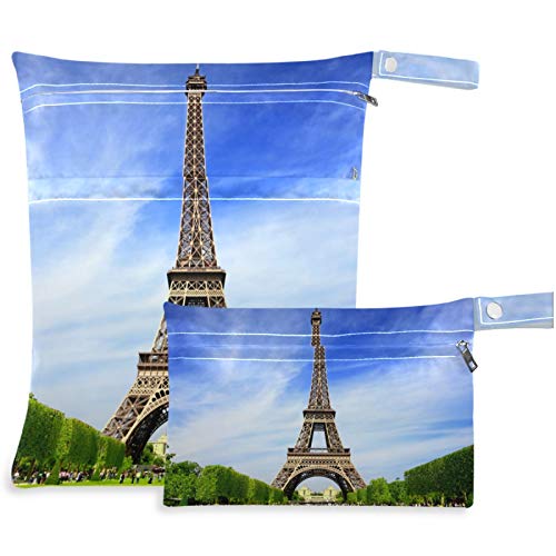 visesunny Paris Европа, 2 бр., Влажна чанта с джобове с цип, Моющаяся, Множество, Голям за Пътуване, плаж, басейн, детска