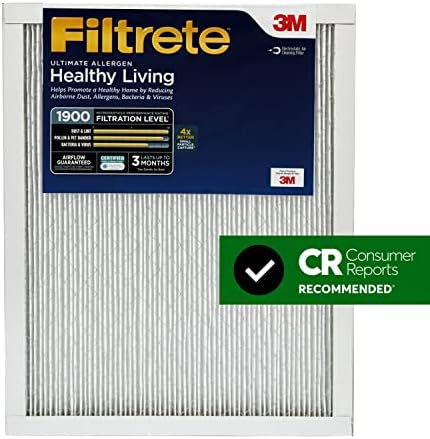 Въздушен филтър Filtrete 20x24x1, MPR 1900, MERV 13, Healthy Living the Ultimate Allergen 3-Месечен Нагънат Въздушни филтри с диаметър 1 инч, 6 Филтри