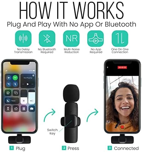 Безжична петличный микрофон STARUMENT - Съвместим с iPhone - Не се изисква приложение или адаптер - Малък микрофон