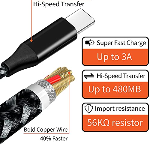 кабел за зареждане navor 2 pack 10 ФУТА C USB, съвместим с телефони на Samsung, LG, Moto GP, LG, съвместим с контролера PS5/Xbox
