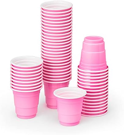 xo, Украса за партита Fetti Розови Пластмасови Чашки - 50 Мат на картонени Чаши за Еднократна употреба с 2 унции | моминско парти, Парти по случай рожден Ден, Подаръци за п?