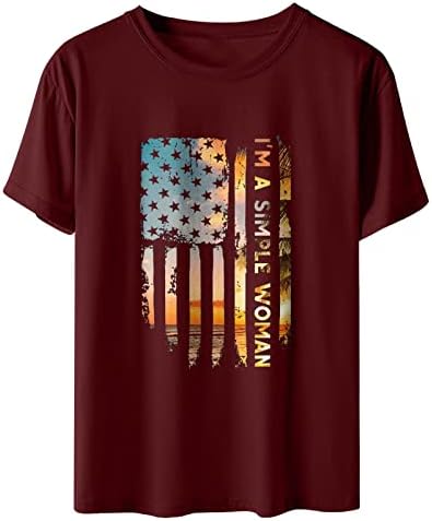 Върховете с Флага на САЩ за Жени, Потертая Тениска с Образа на Американския Флаг, Топ със Звезди и Ивици,