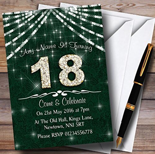 Пощенска картичка Zoo 18Th Green & White Bling Sparkle с Персонализираните Покани на Парти по случай рождения Ден