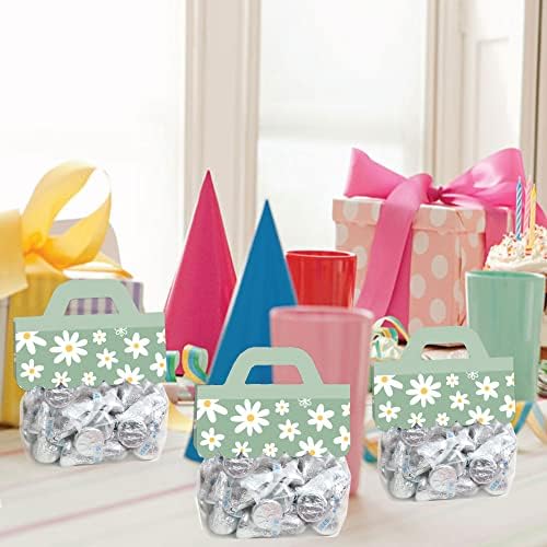Голяма точка Щастие, Градински чай, Зелени Цветя Маргаритки - ясни Етикети за подаръци със собствените си ръце за Цветя партита - Опаковки за шоколадови бонбони с То