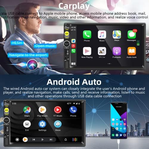 Автомобилна стерео система с радио Apple Carplay Double Din Android Auto Bluetooth Автомагнитола със 7-инчов