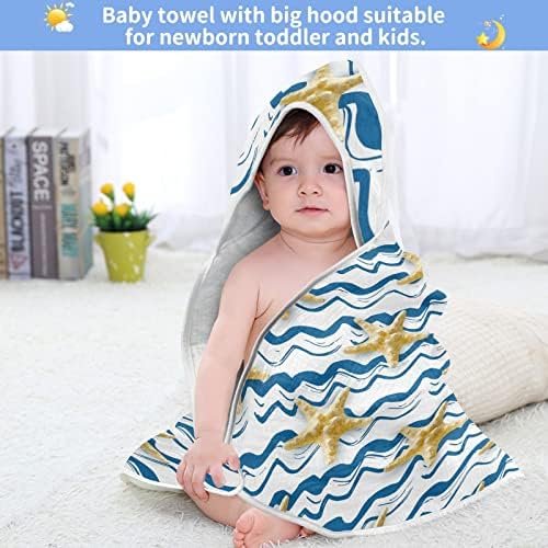Детско Кърпи за баня vvfelixl, Вълнообразни Бебешки Кърпи с капак под формата на Морска звезда, Абсорбиращи Кърпи