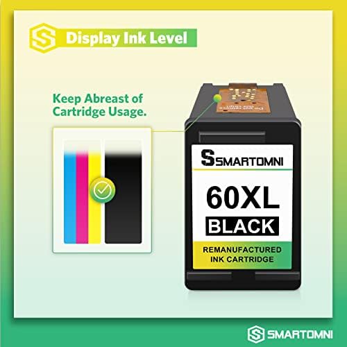 Преносимото касета S SMARTOMNI 60XL 60 за 60 HP Комбиниран цветен и черно за HP Deskjet D2500 F2430 HP Envy 100 110 120 111 Photosmart C4600 C4780 D110a (2 опаковки, черни и трикольор)