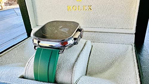 Обичай часовници iWatch ULTRA с Диамантена Обработка 49 ММ със Зелена Каишка Rolex Oysterflex