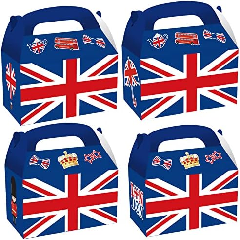 Cieovo 24 Опаковане на Кутии за предложения с Флага на Великобритания за парти, картонени Кутии за подаръци от Бонбони за Партита с Британския Флаг, Рециклирани Кутии з
