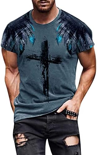 BEUU Мъжки Тениски с Принтом на Кръста на Христовата Вяра, Туристически Тениски за Лека Атлетика, Тениски с кръгло