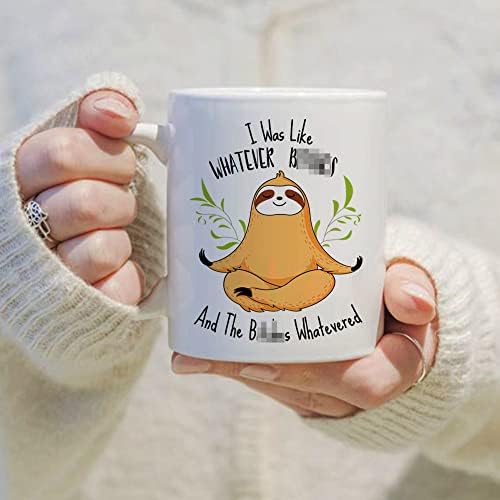 Аз Бях Като Всяка Кафеена чаша Ленивец, Забавен подарък под формата на чаена чаша с чувство за хумор Ленивец Йога Хумор
