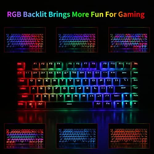 Ръчна Детска Клавиатура OKKID Z88, Жични Клавиатура с RGB подсветка, Защита от отблясъците, Кафяв Преминете 81 Клавиш, за Windows PC Gamer