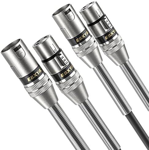 Кабели EBXYA XLR 50 Метра от 2 опаковки, XLR за мъже и жени, Балансиран 3-Метален Щифт Пружинен кабел Микрофон, Съвместим