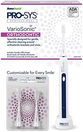 PRO-SYS VarioSonic Ортодонтическая за Скоби, протези, Зъбни импланти Електрическа четка за Зъби, Сверхмягкие Сменяеми